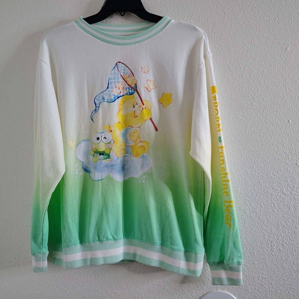 Hello Kitty x Care Bears Keroppi Funshine Bear Sweatshirt Size M Green Ombre